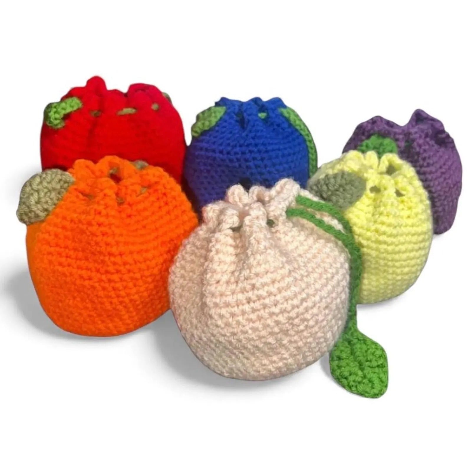 Crochet Fruit Bag – Handmade Acrylic Drawstring Pouch