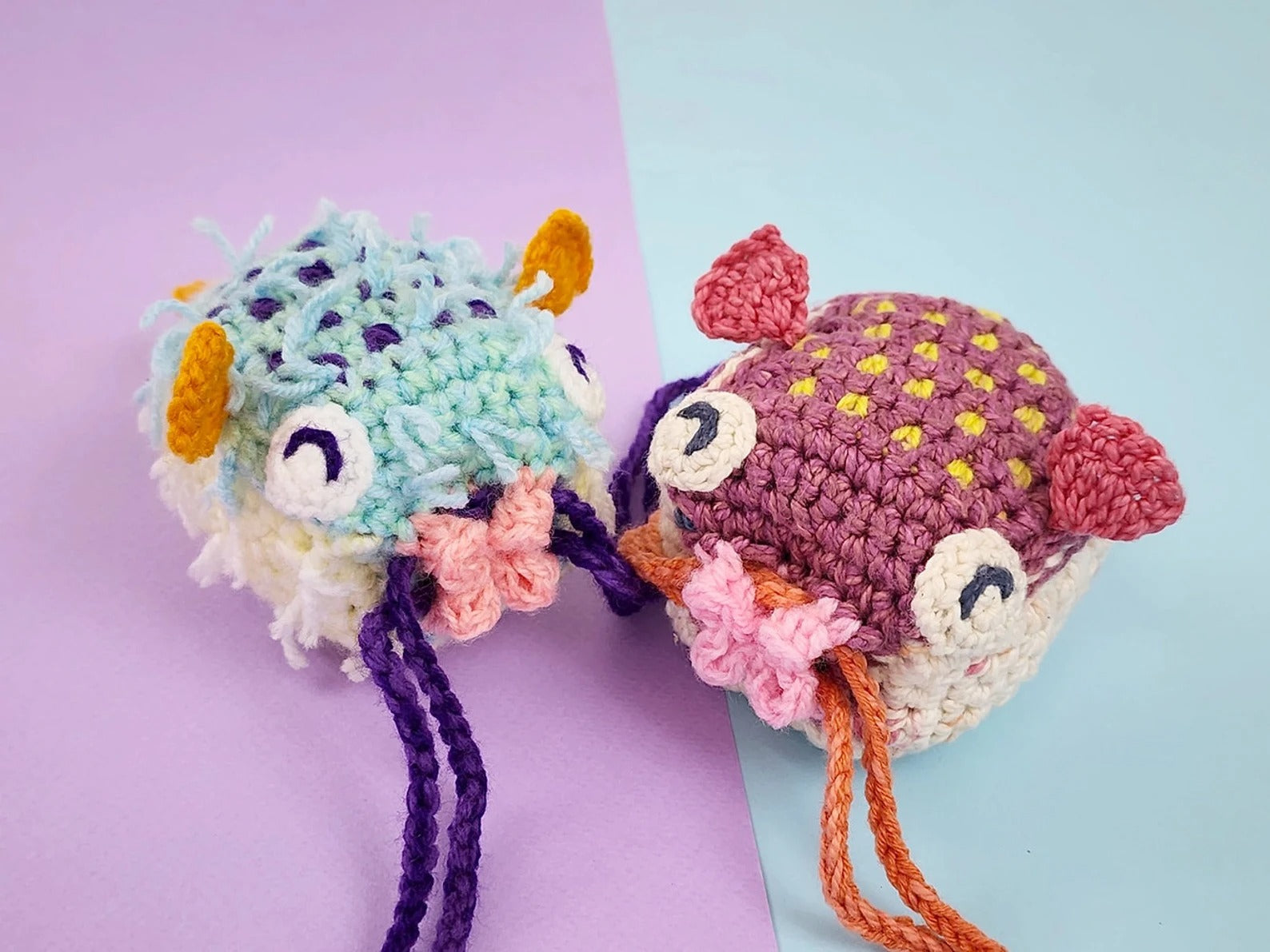 Pufferfish Purse | amigurumi fish - drawstring bag pattern