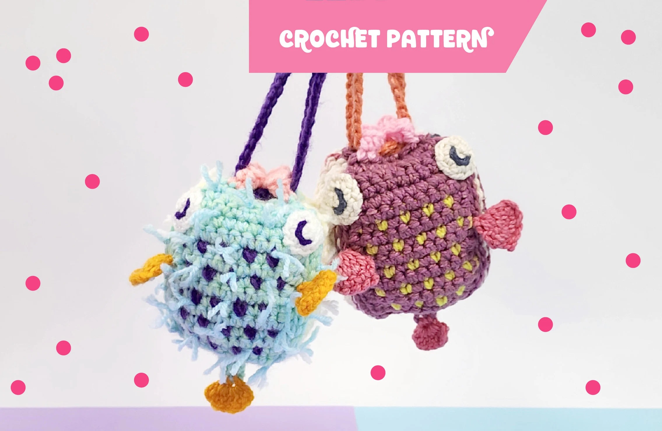 Pufferfish Purse | amigurumi fish drawstring bag pattern